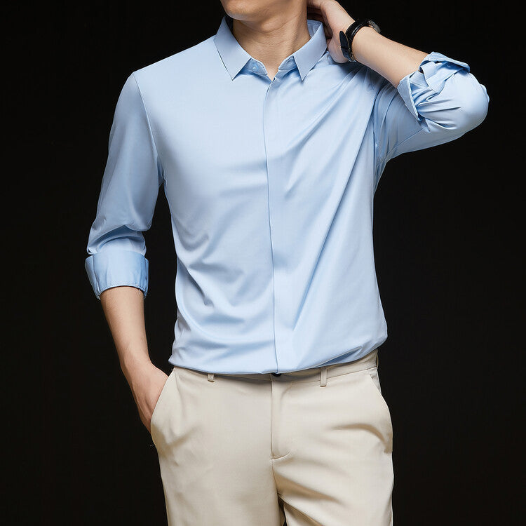 Formal Wear Seamless Ice Silk Shirt Half Sleeve Cardigan