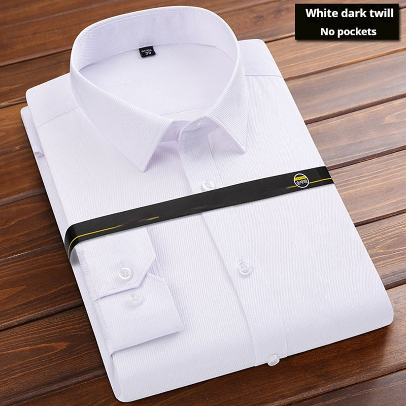 Solid Color Men's Loose Non-ironing Business Shirt