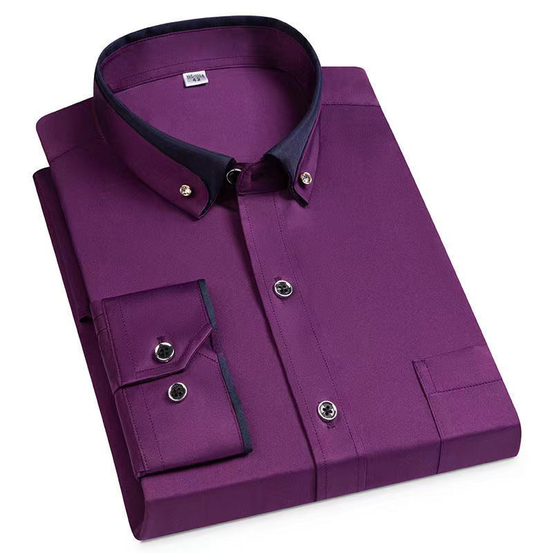 Men's Business Shirt Long Sleeve Non-ironing Four Sides