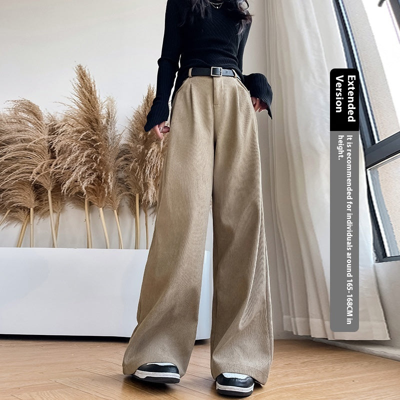Slimming And Straight Casual High Waist Drooping Wide Leg Pants