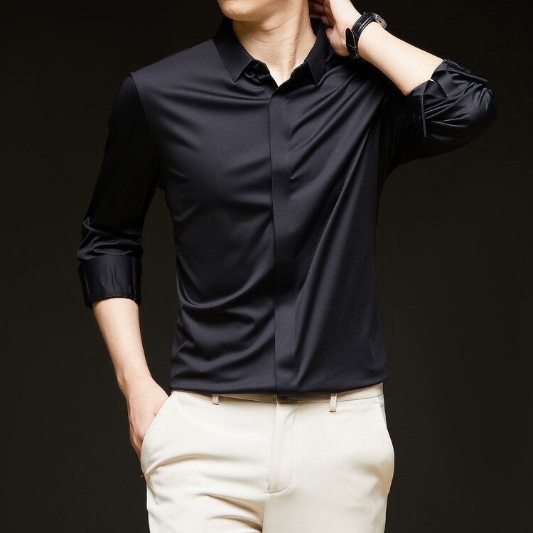 Formal Wear Seamless Ice Silk Shirt Half Sleeve Cardigan
