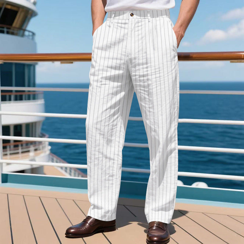 Loose Breathable And Simple Vertical Straight Men's Casual Pants