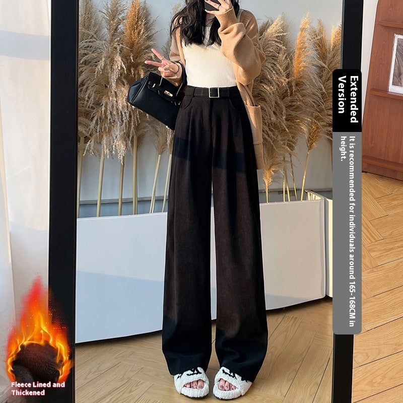 Slimming And Straight Casual High Waist Drooping Wide Leg Pants