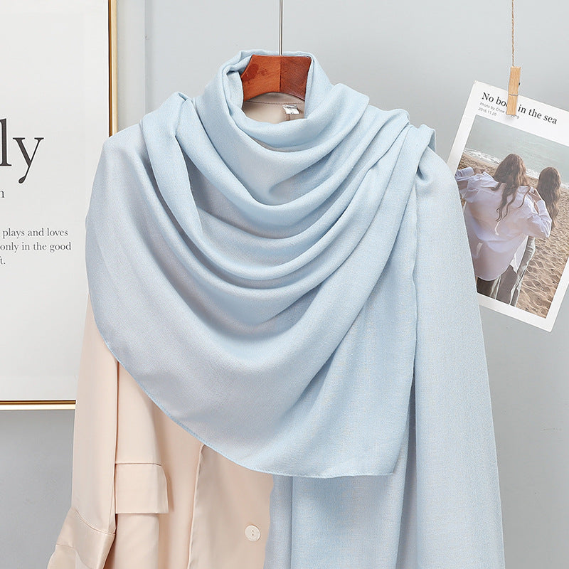 Women's Korean-style Solid Color Cotton And Linen Scarf Spring And Autumn