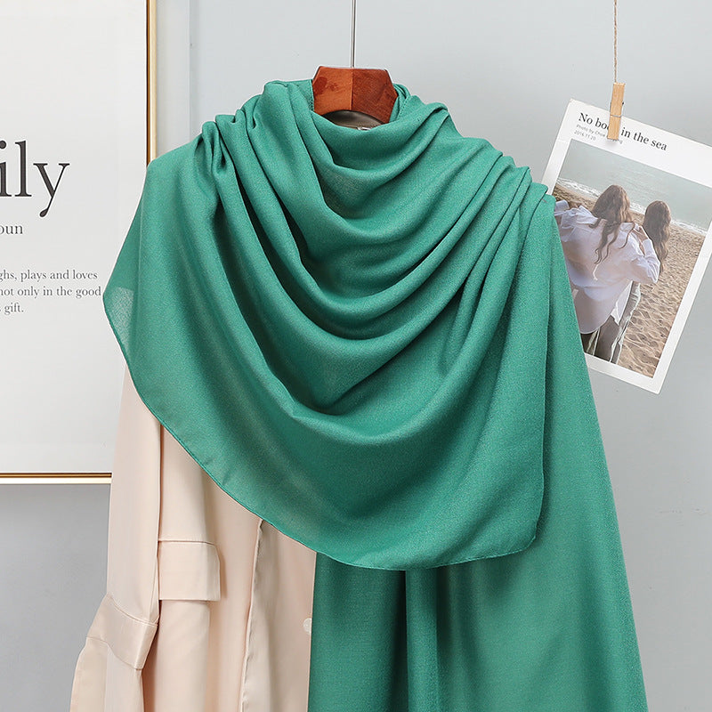 Women's Korean-style Solid Color Cotton And Linen Scarf Spring And Autumn