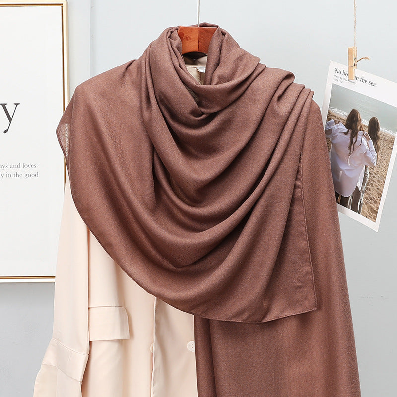 Women's Korean-style Solid Color Cotton And Linen Scarf Spring And Autumn