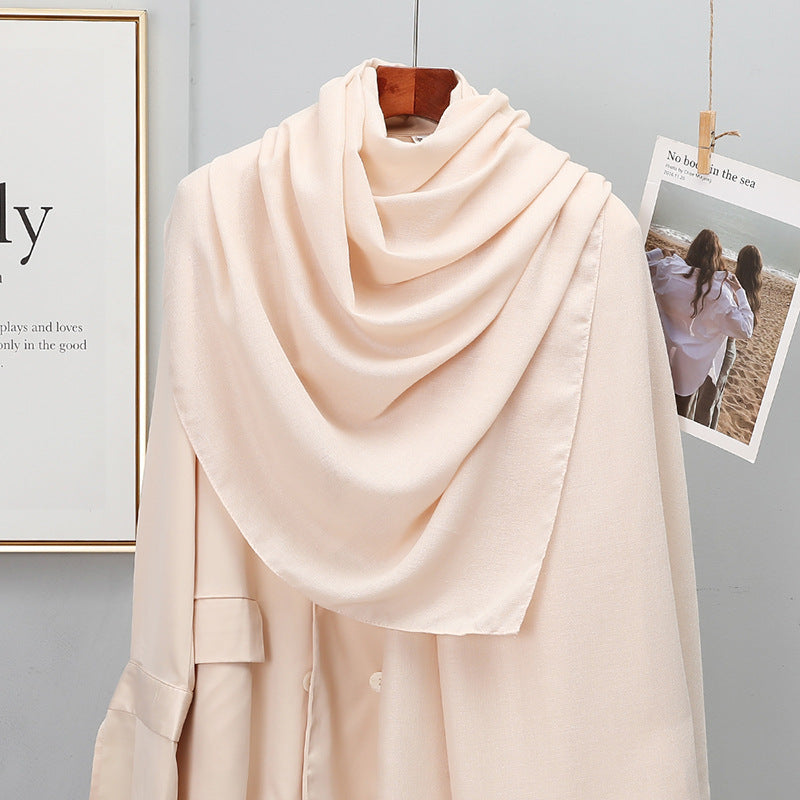 Women's Korean-style Solid Color Cotton And Linen Scarf Spring And Autumn