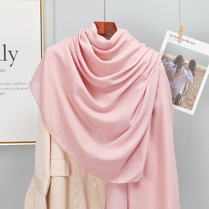 Women's Korean-style Solid Color Cotton And Linen Scarf Spring And Autumn