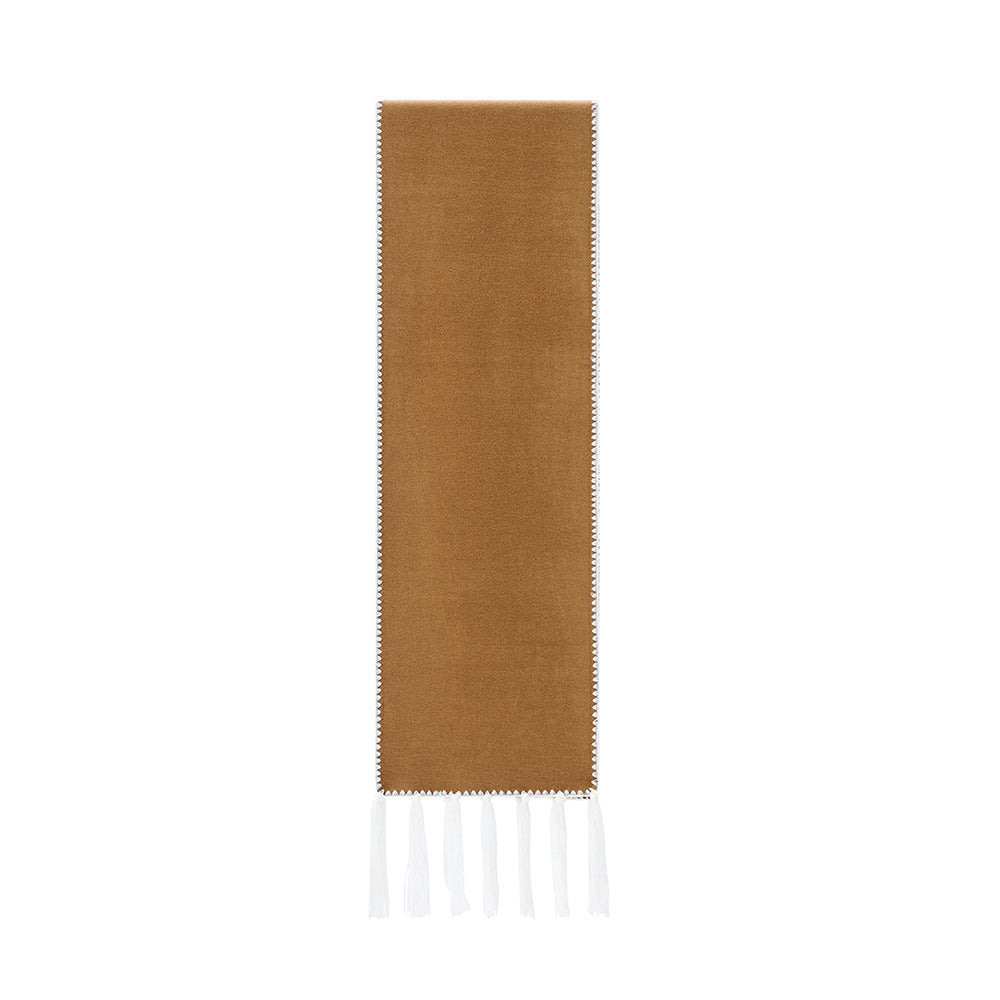 New Double-faced Woolen Goods Tassel Solid Color Scarf Lengthened