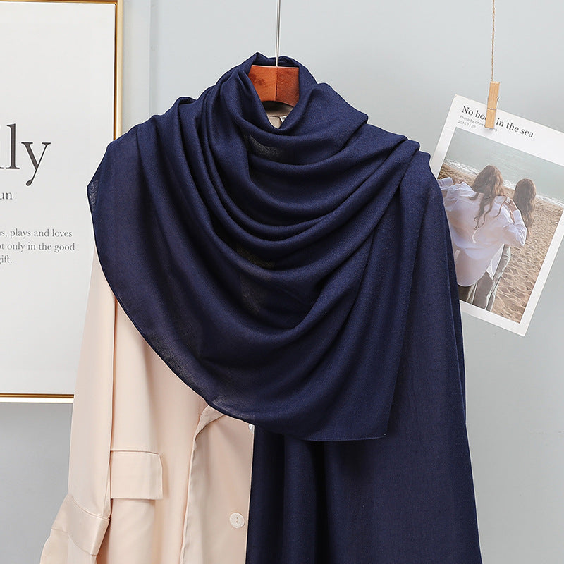 Women's Korean-style Solid Color Cotton And Linen Scarf Spring And Autumn