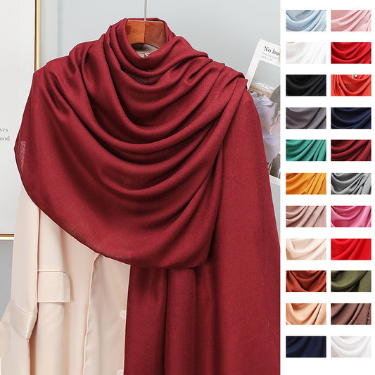 Women's Korean-style Solid Color Cotton And Linen Scarf Spring And Autumn