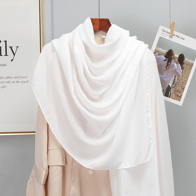 Women's Korean-style Solid Color Cotton And Linen Scarf Spring And Autumn
