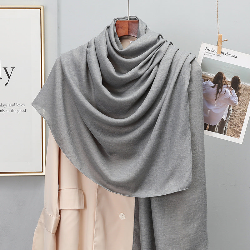 Women's Korean-style Solid Color Cotton And Linen Scarf Spring And Autumn
