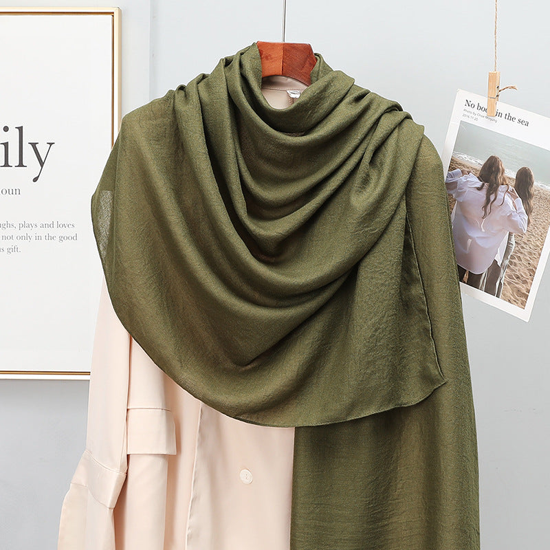 Women's Korean-style Solid Color Cotton And Linen Scarf Spring And Autumn