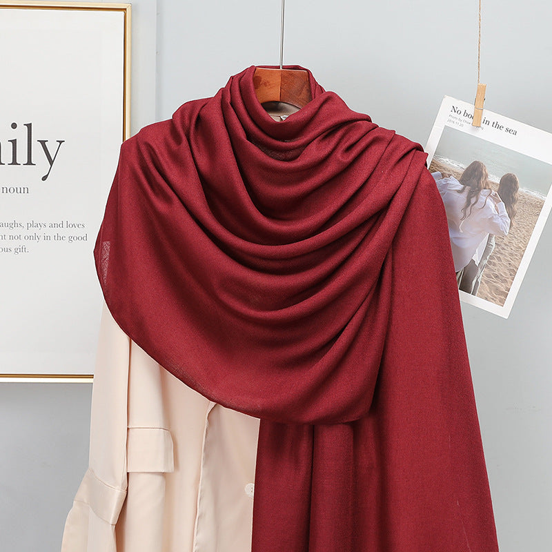 Women's Korean-style Solid Color Cotton And Linen Scarf Spring And Autumn