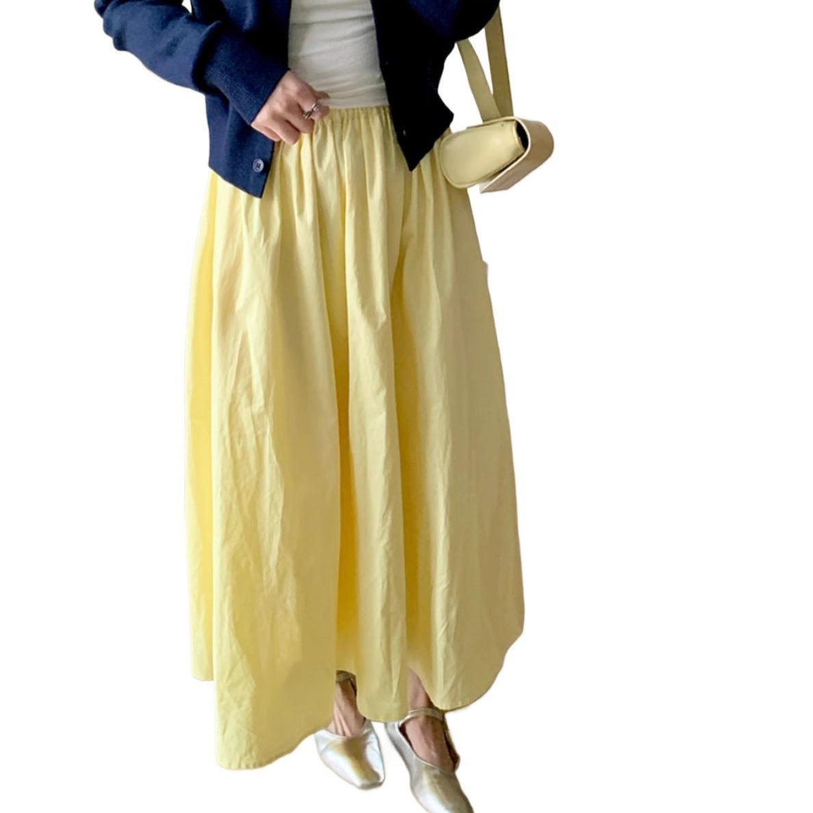 Elastic Waist Design Mid-length All-matching Skirt