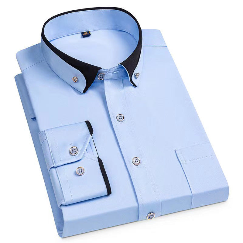 Men's Business Shirt Long Sleeve Non-ironing Four Sides