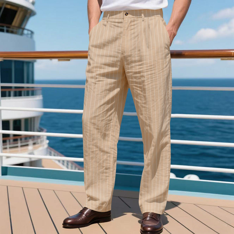 Loose Breathable And Simple Vertical Straight Men's Casual Pants