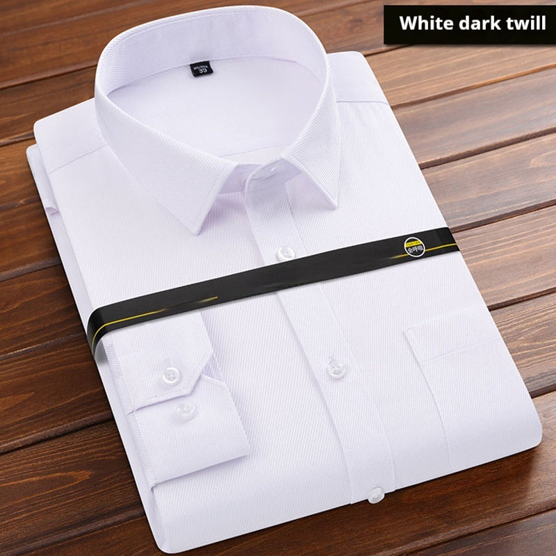 Solid Color Men's Loose Non-ironing Business Shirt