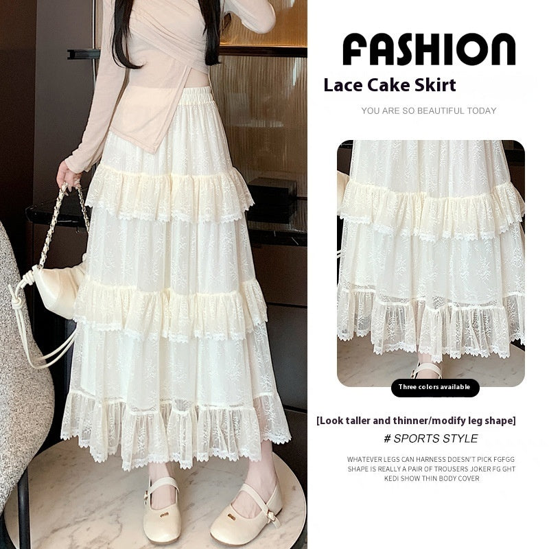 Lace Cake Dress Net Falbala Bubble Skirt