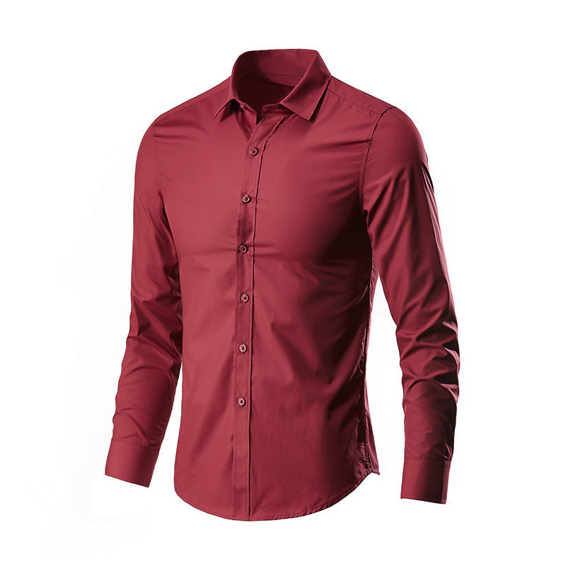 Men's Solid Color Versatile Casual Suit Shirt