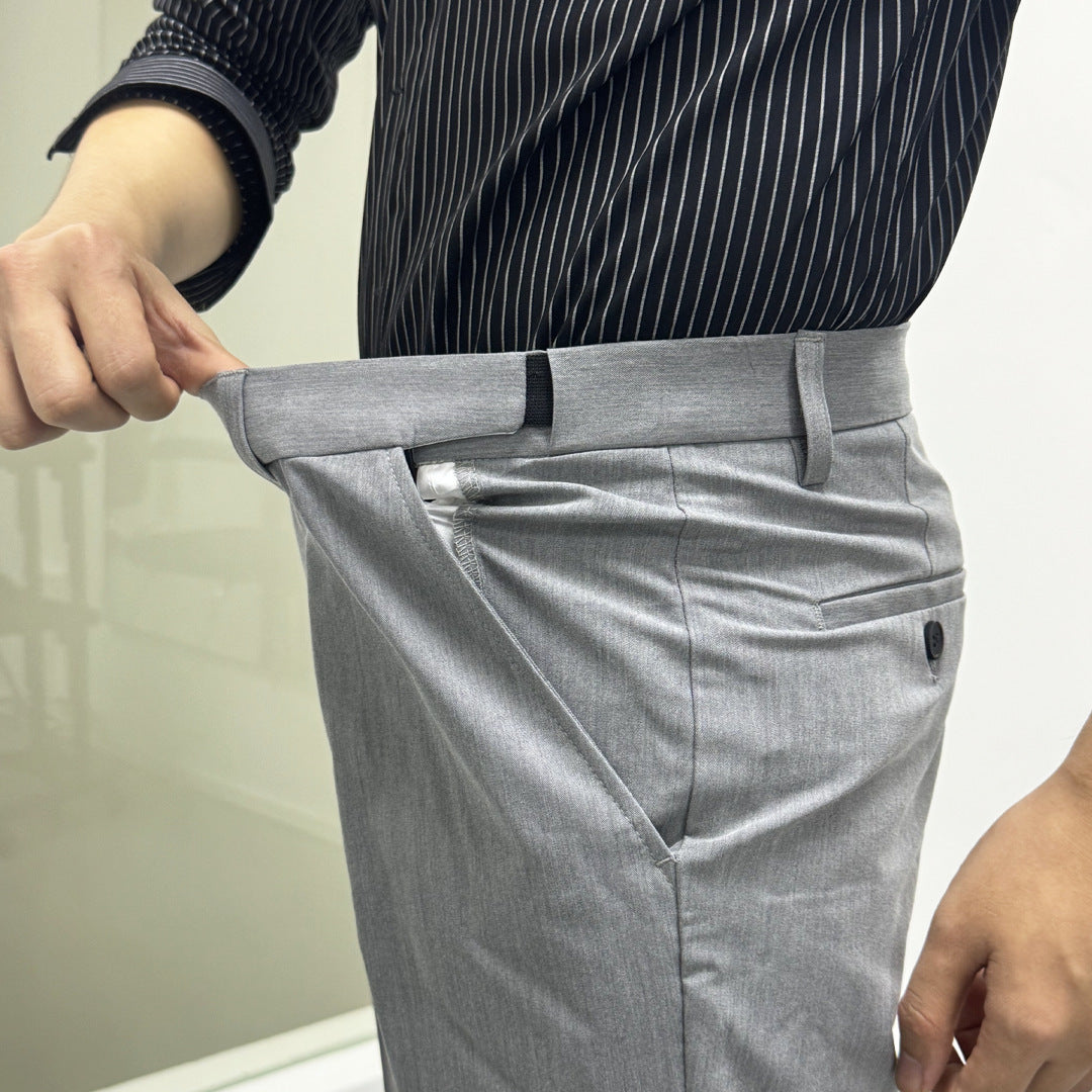Summer Thin Invisible Elastic Waist Suit Pants For Men