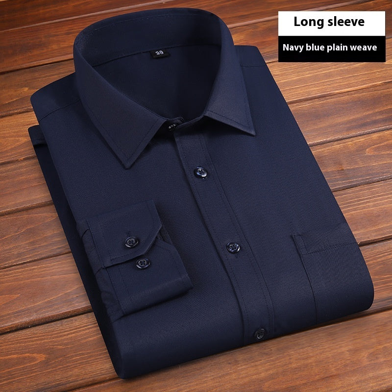 Solid Color Men's Loose Non-ironing Business Shirt