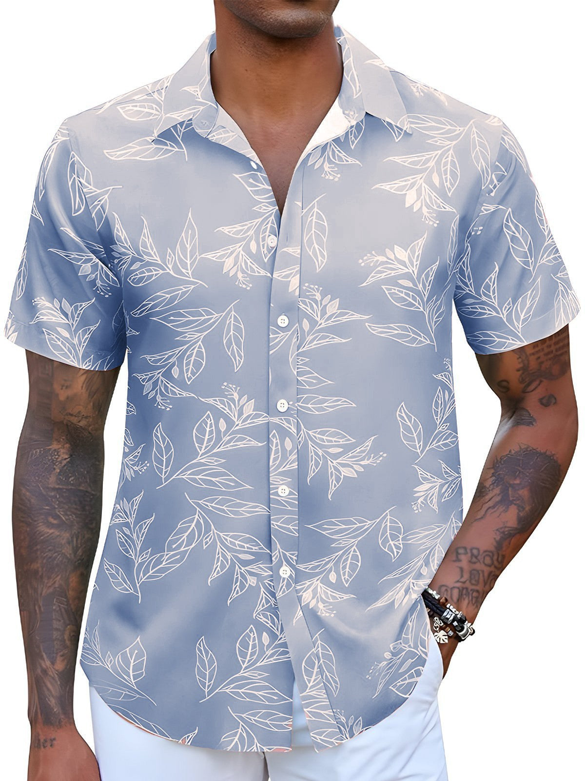 Men's Casual European And American Floral Short-sleeved Shirt