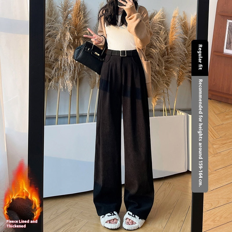 Slimming And Straight Casual High Waist Drooping Wide Leg Pants