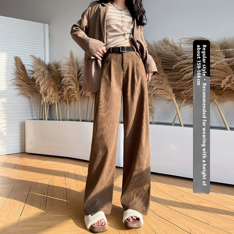 Slimming And Straight Casual High Waist Drooping Wide Leg Pants