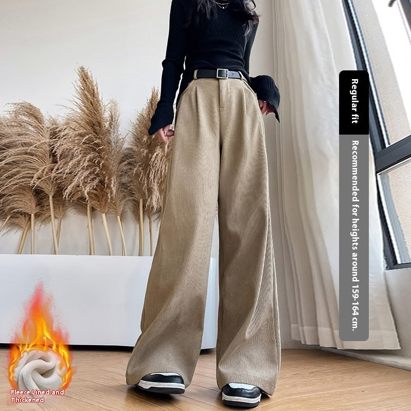 Slimming And Straight Casual High Waist Drooping Wide Leg Pants