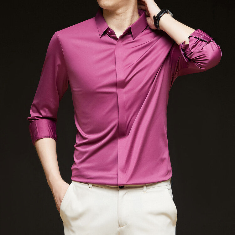 Formal Wear Seamless Ice Silk Shirt Half Sleeve Cardigan