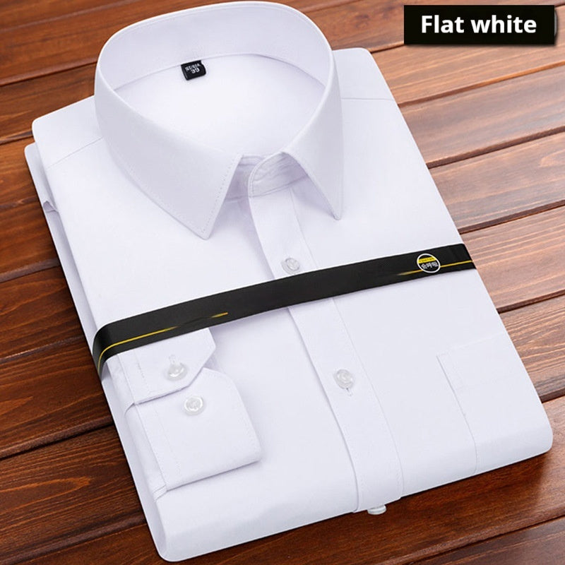 Solid Color Men's Loose Non-ironing Business Shirt