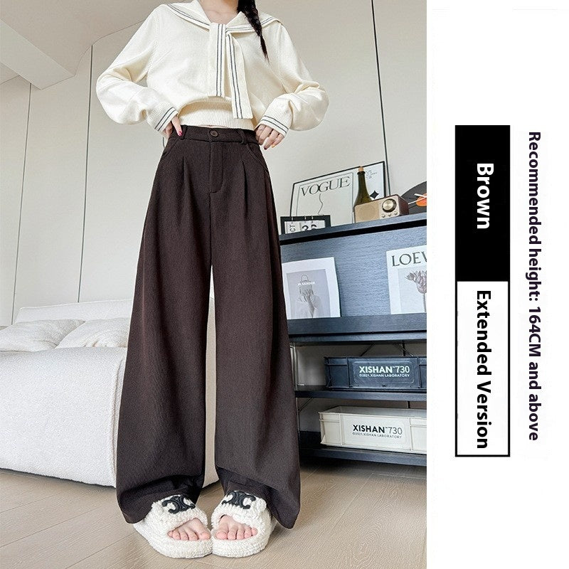 Slimming And Straight Casual High Waist Drooping Wide Leg Pants