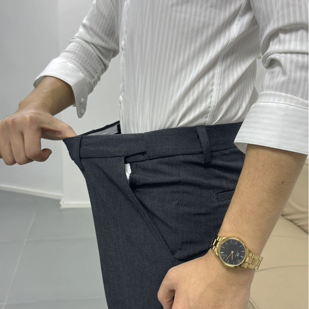 Summer Thin Invisible Elastic Waist Suit Pants For Men